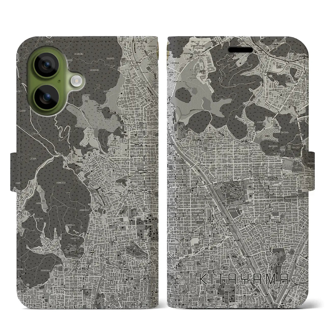 【北山(京都府)】地図柄iPhoneケース(手帳タイプ)