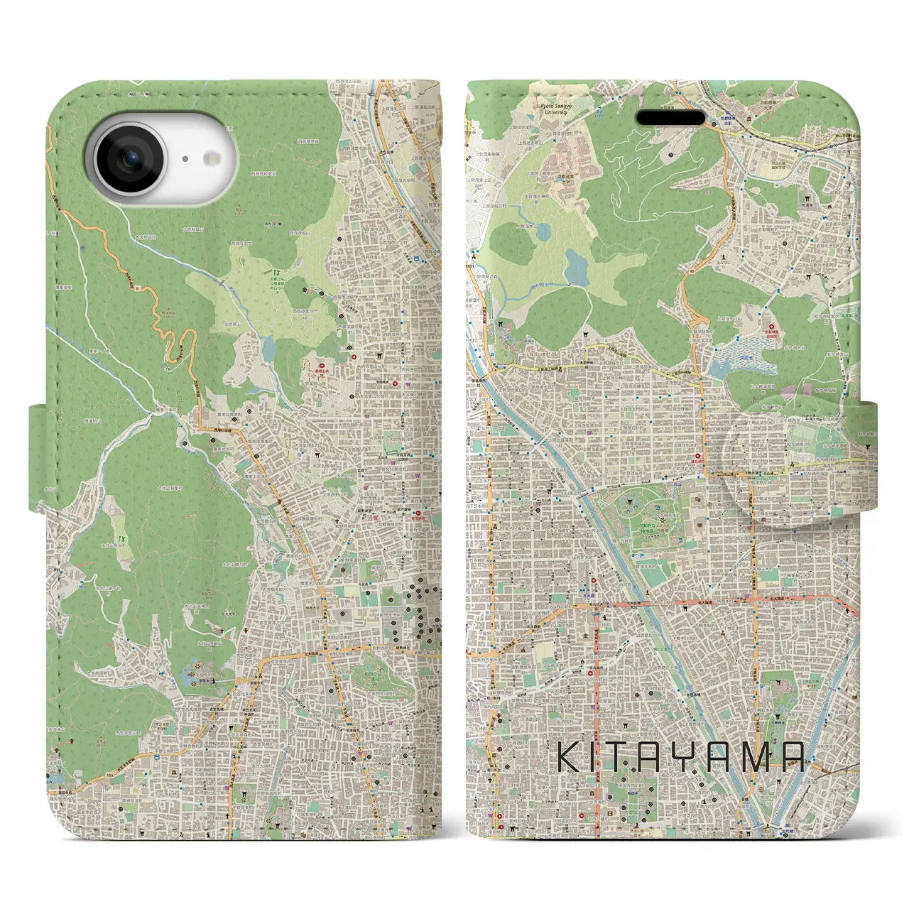 【北山(京都府)】地図柄iPhoneケース(手帳タイプ)