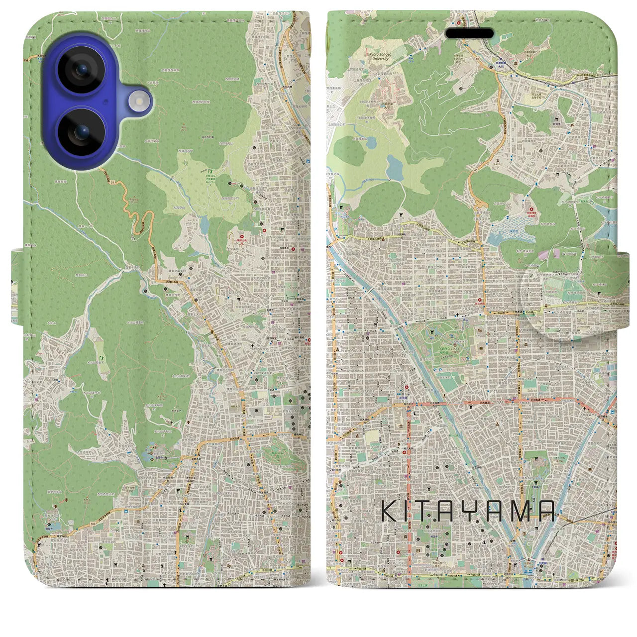 【北山(京都府)】地図柄iPhoneケース(手帳タイプ)ナチュラル・iPhone 16 Pro Max 用