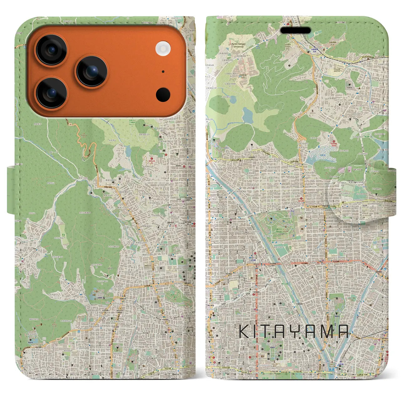 【北山(京都府)】地図柄iPhoneケース(手帳タイプ)