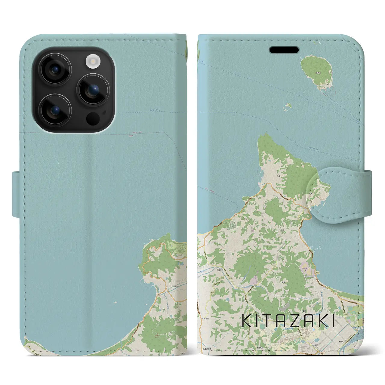 【北崎(福岡県)】地図柄iPhoneケース(手帳タイプ)ナチュラル・iPhone 16 用