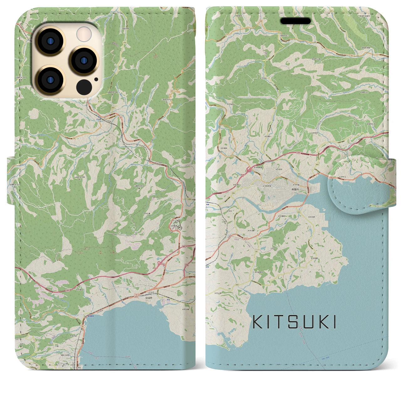 【杵築(大分県)】地図柄iPhoneケース(手帳タイプ)