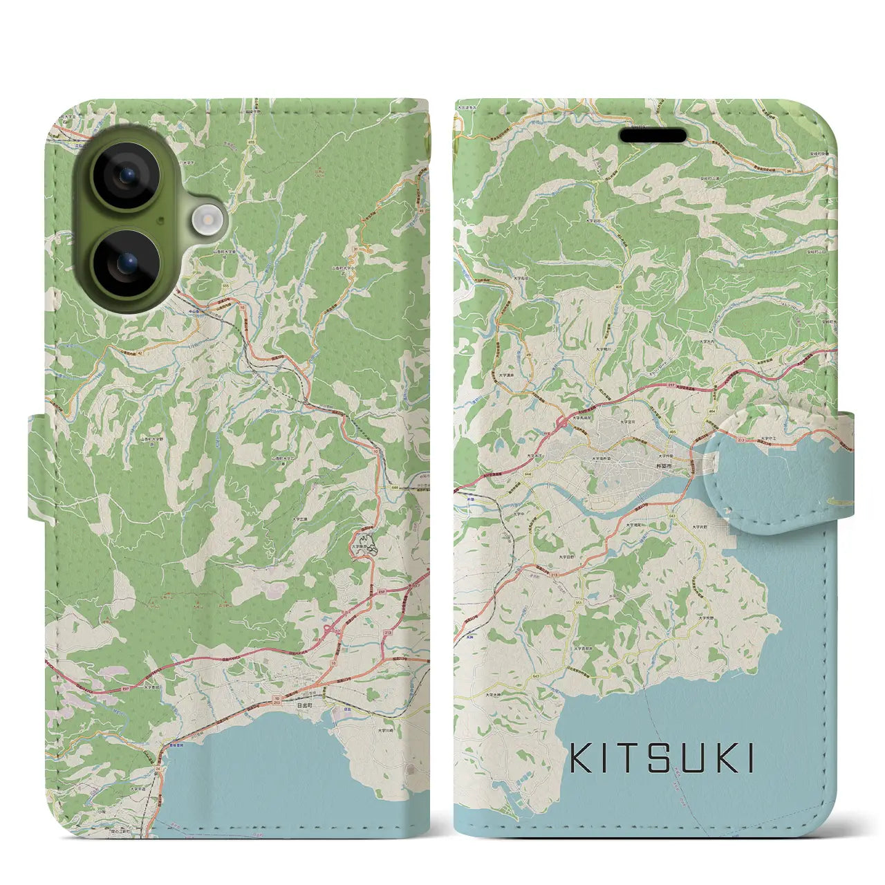 【杵築(大分県)】地図柄iPhoneケース(手帳タイプ)