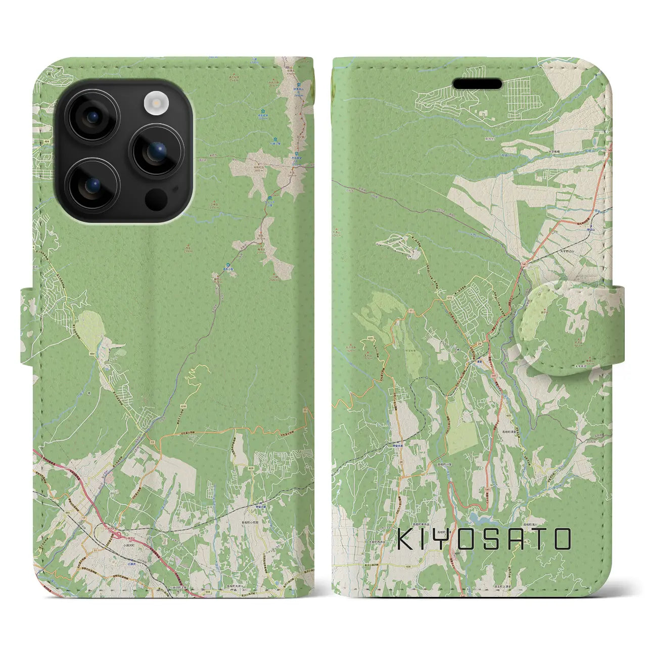 【清里(山梨県)】地図柄iPhoneケース(手帳タイプ)ナチュラル・iPhone 16 用