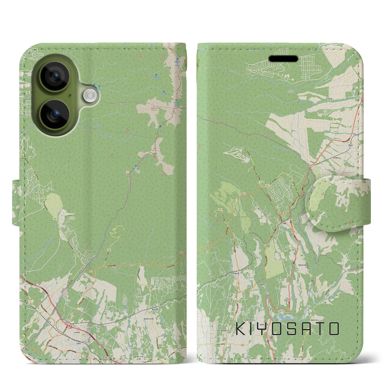 【清里(山梨県)】地図柄iPhoneケース(手帳タイプ)ナチュラル・iPhone 17 Pro Max 用