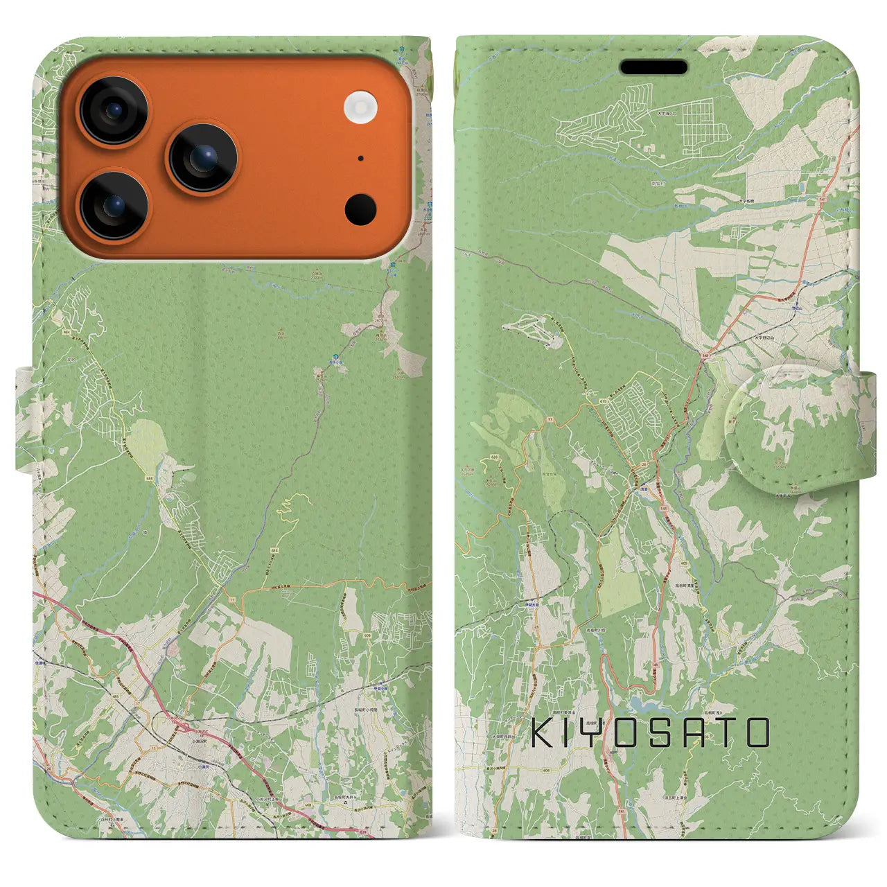 【清里(山梨県)】地図柄iPhoneケース(手帳タイプ)
