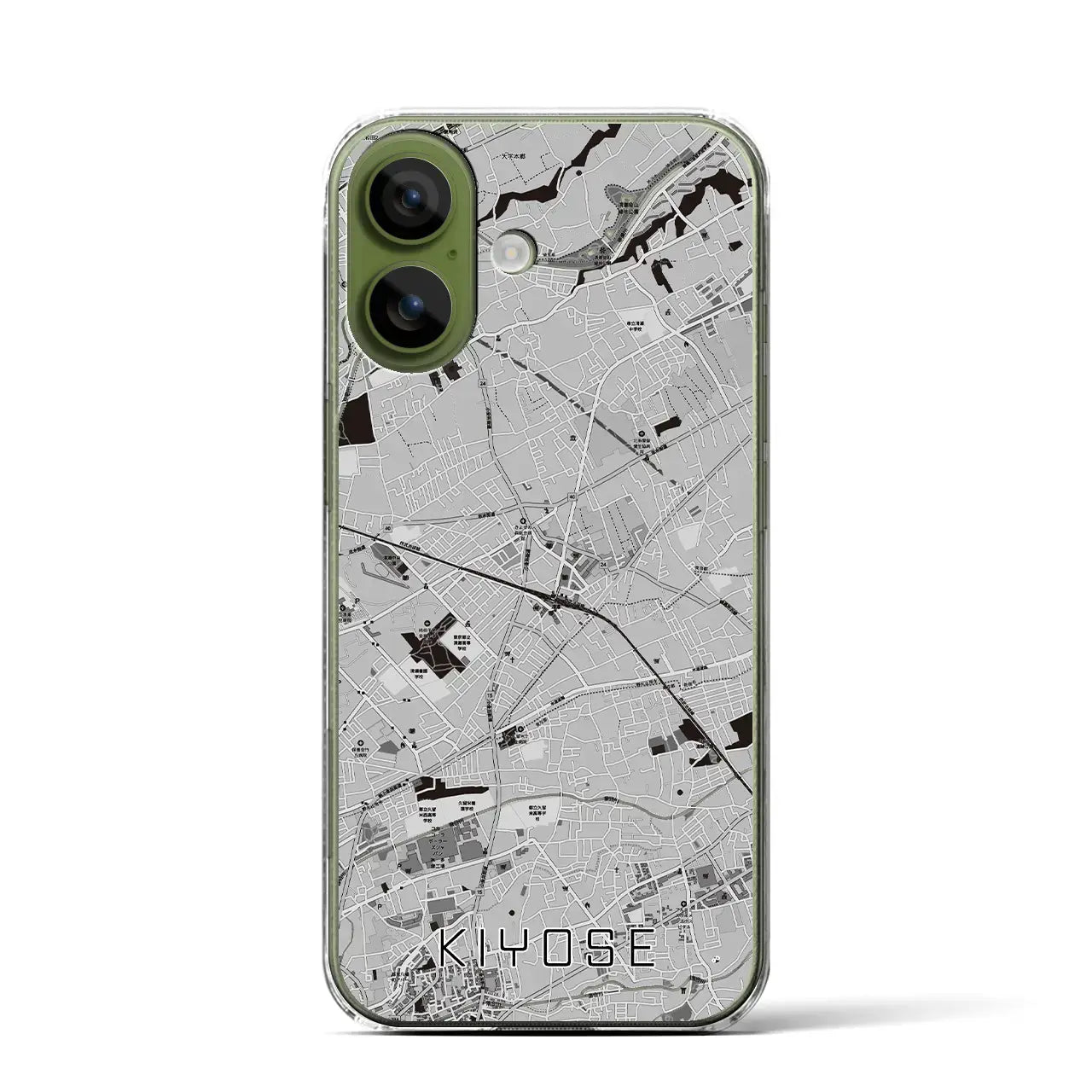 【清瀬(東京都)】地図柄iPhoneケース(クリアタイプ)モノトーン・iPhone 17 Pro Max 用