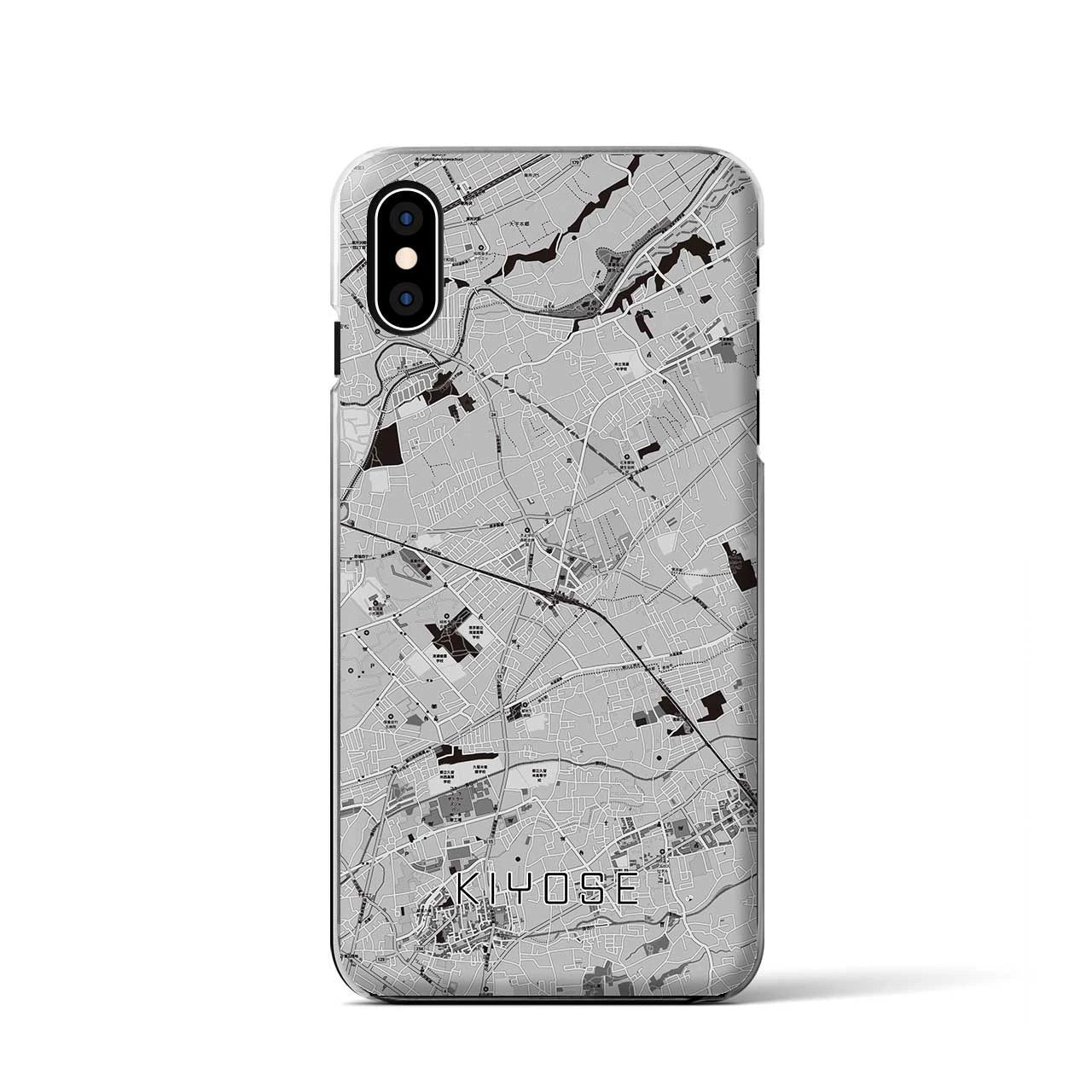 【清瀬(東京都)】地図柄iPhoneケース(クリアタイプ)モノトーン・iPhone XS / X 用