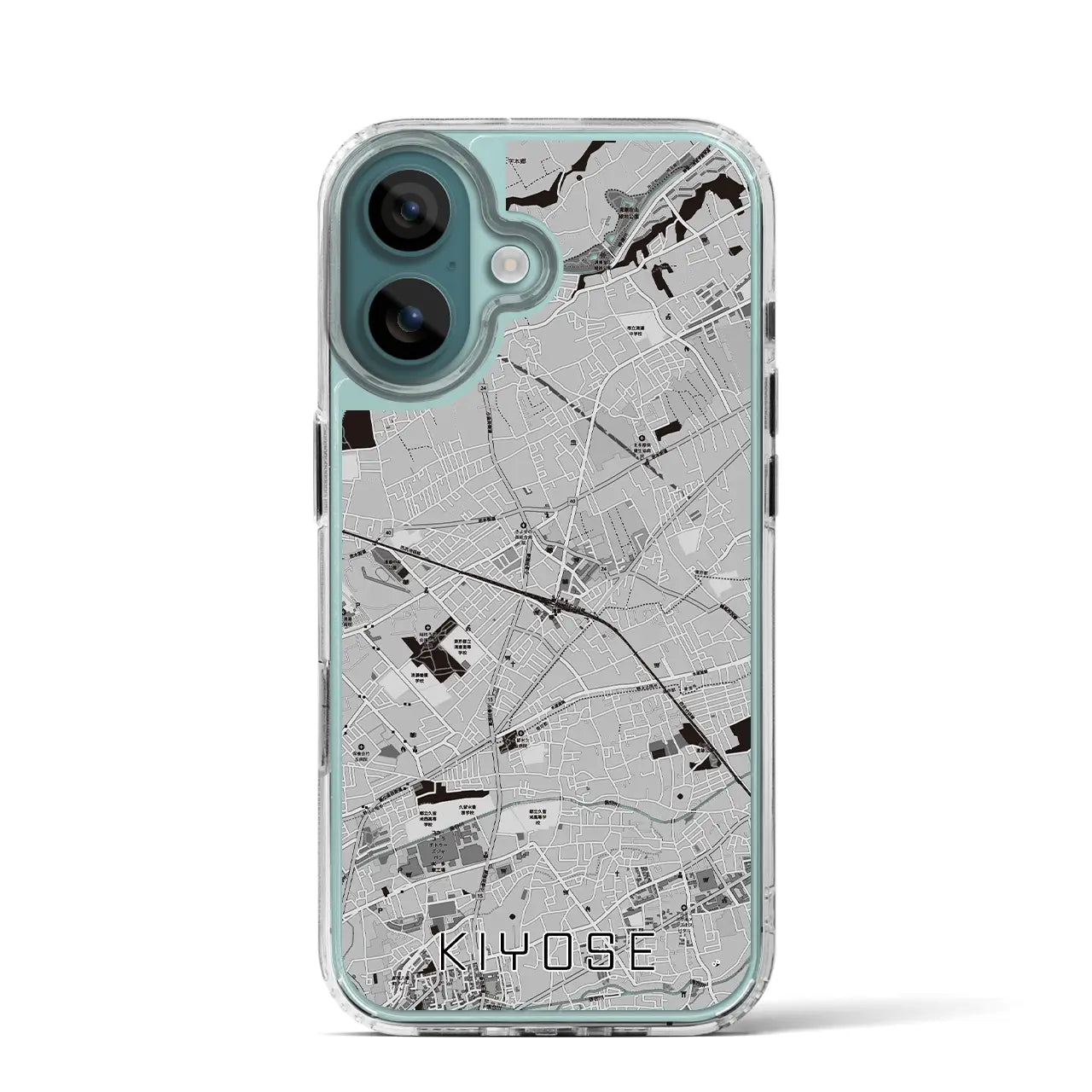 【清瀬(東京都)】地図柄iPhoneケース(MagSafeタイプ)モノトーン・iPhone 16 Pro 用