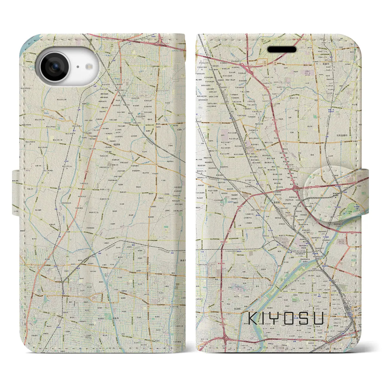 【清須(愛知県)】地図柄iPhoneケース(手帳タイプ)