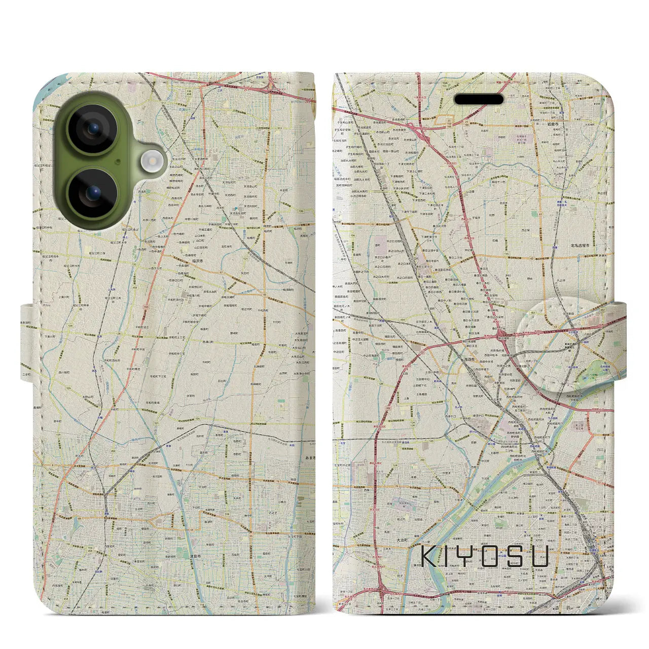 【清須(愛知県)】地図柄iPhoneケース(手帳タイプ)