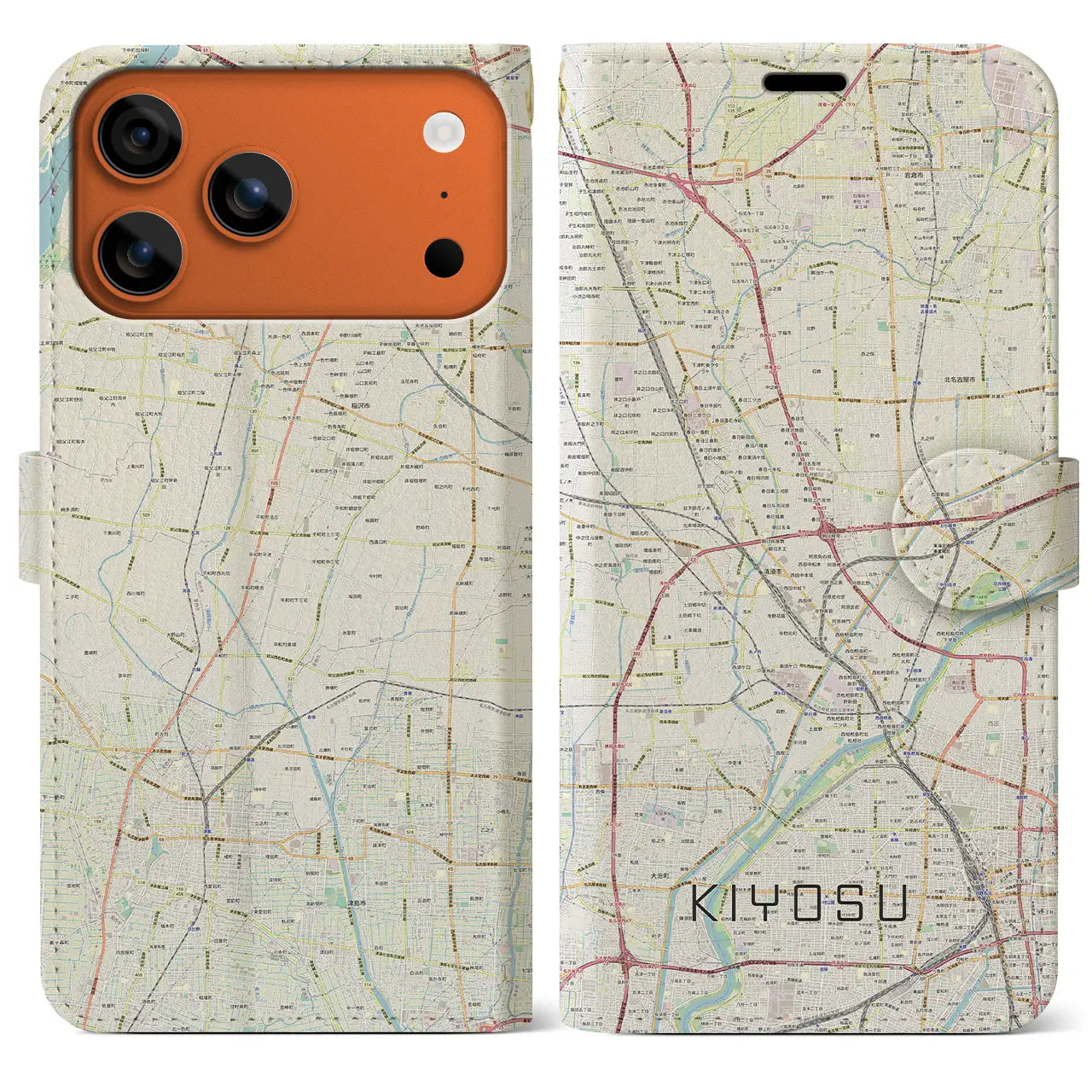 【清須(愛知県)】地図柄iPhoneケース(手帳タイプ)