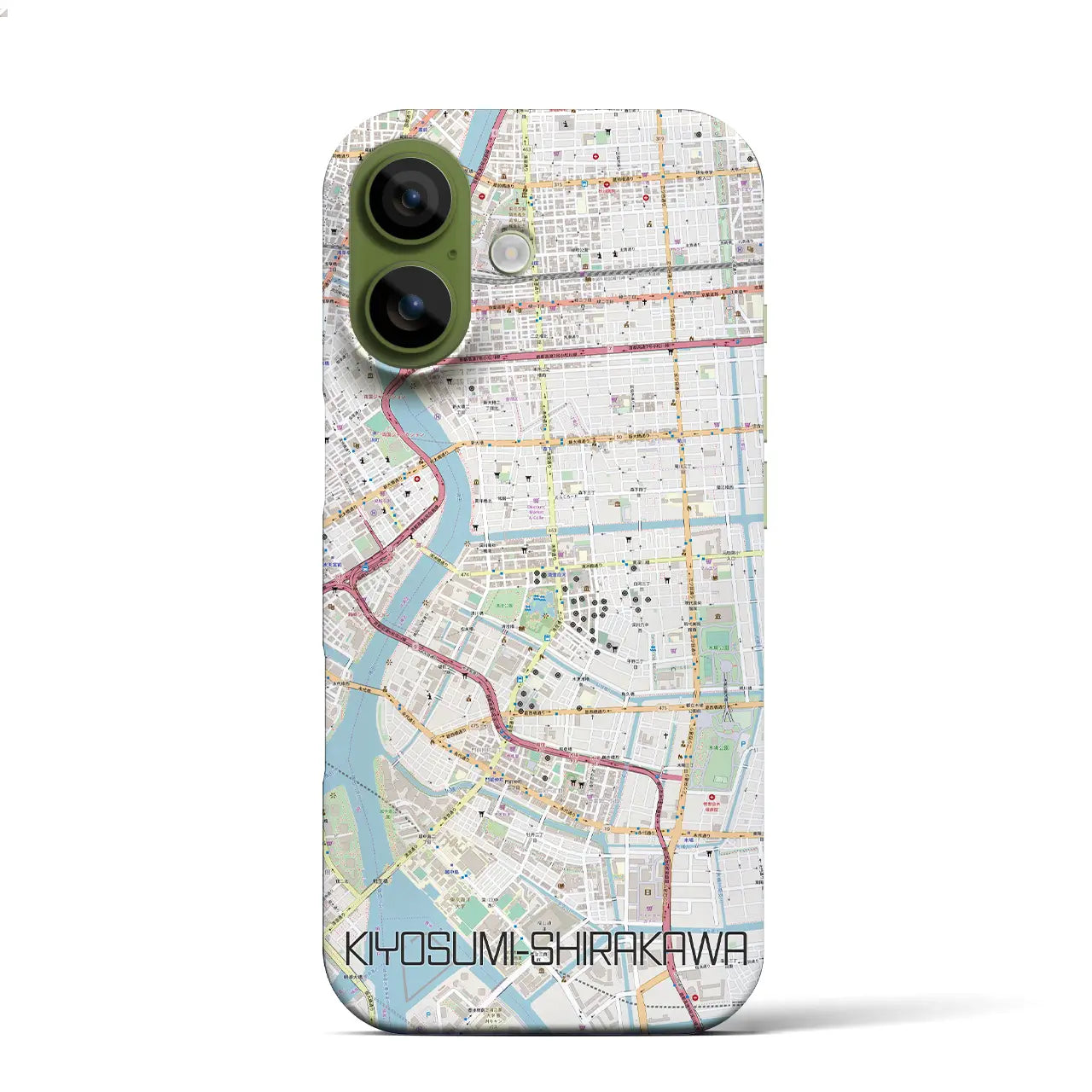 【清澄白河(東京都)】地図柄iPhoneケース(バックカバータイプ)ブラック・iPhone 17 Pro Max 用