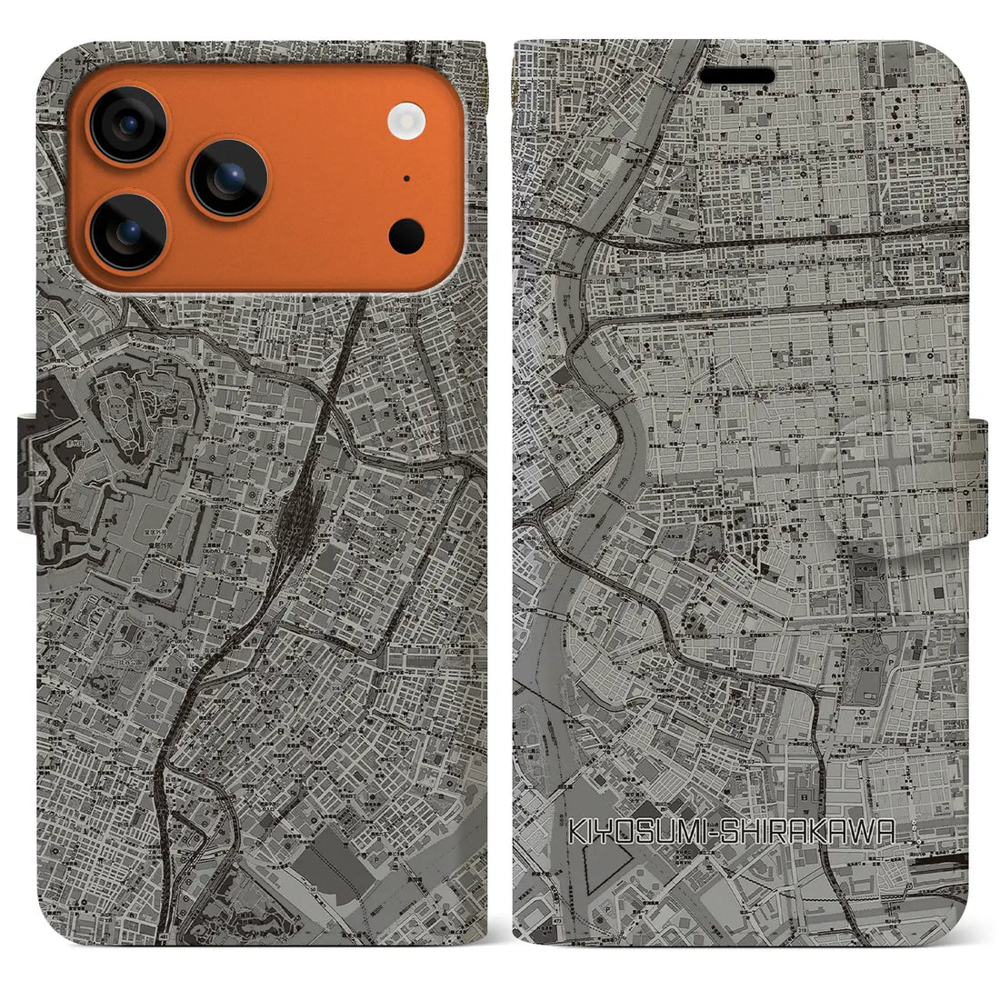 【清澄白河(東京都)】地図柄iPhoneケース(手帳タイプ)