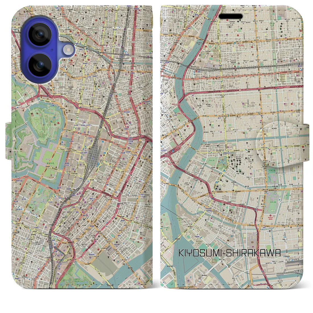 【清澄白河(東京都)】地図柄iPhoneケース(手帳タイプ)ナチュラル・iPhone 16 Pro Max 用