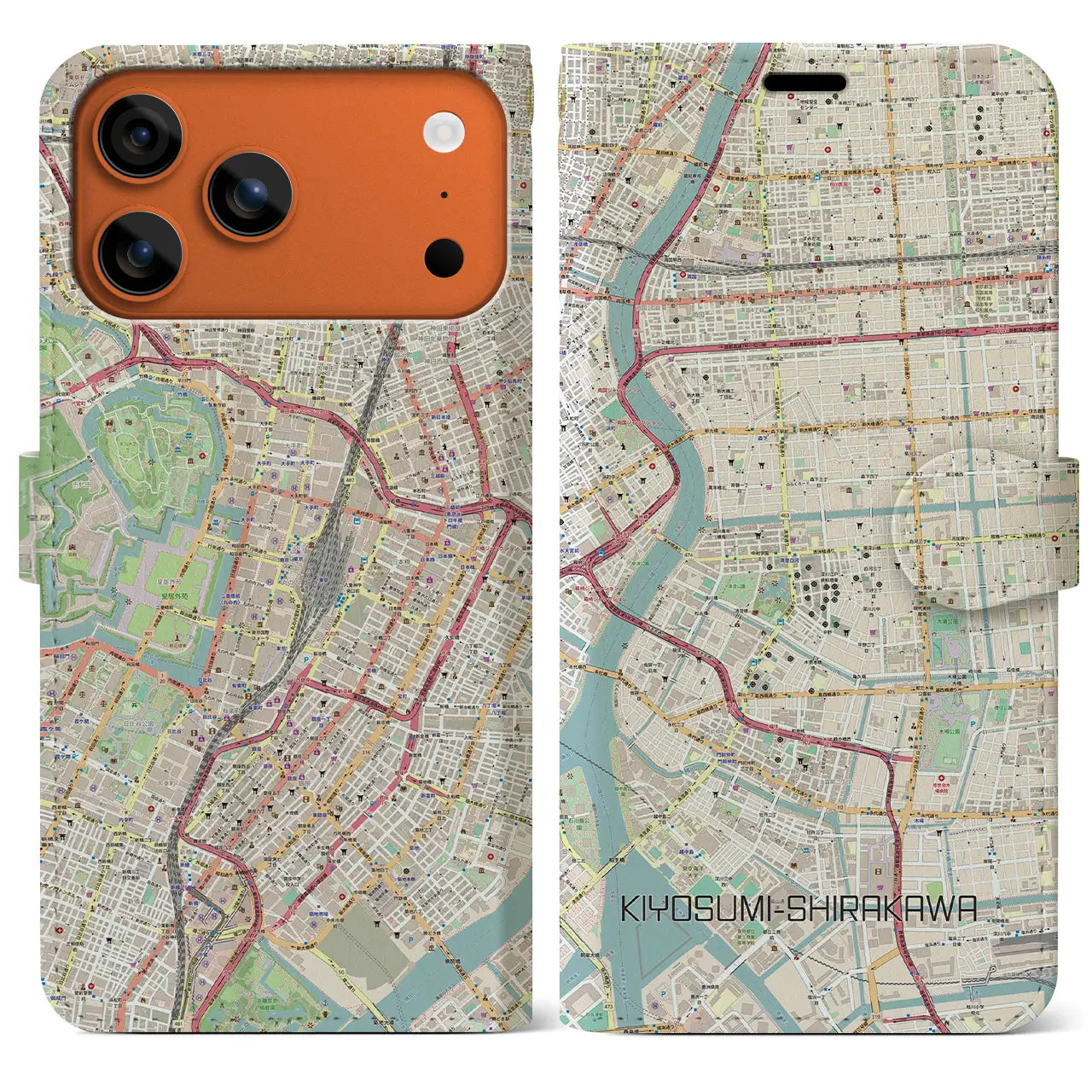 【清澄白河(東京都)】地図柄iPhoneケース(手帳タイプ)