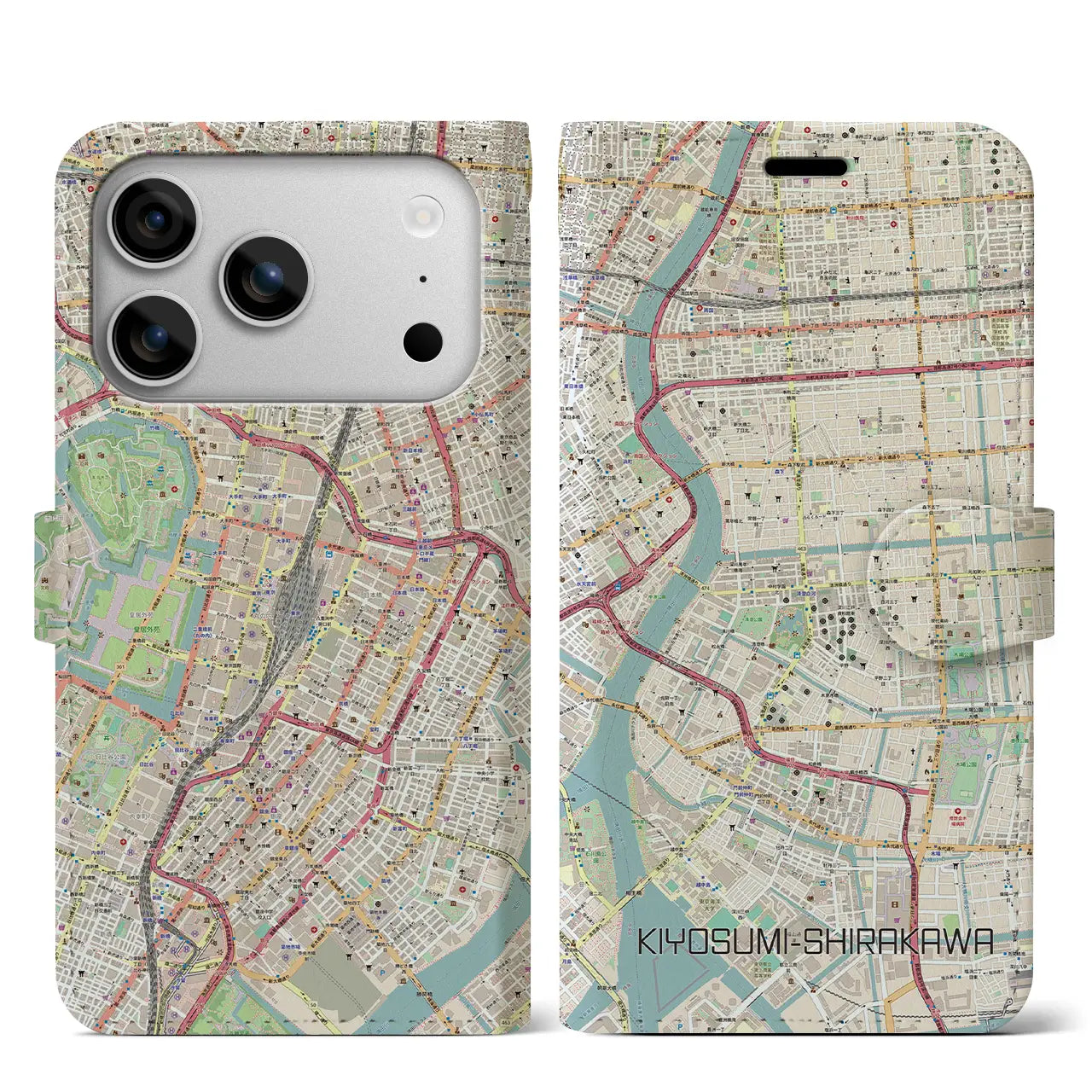 【清澄白河(東京都)】地図柄iPhoneケース(手帳タイプ)