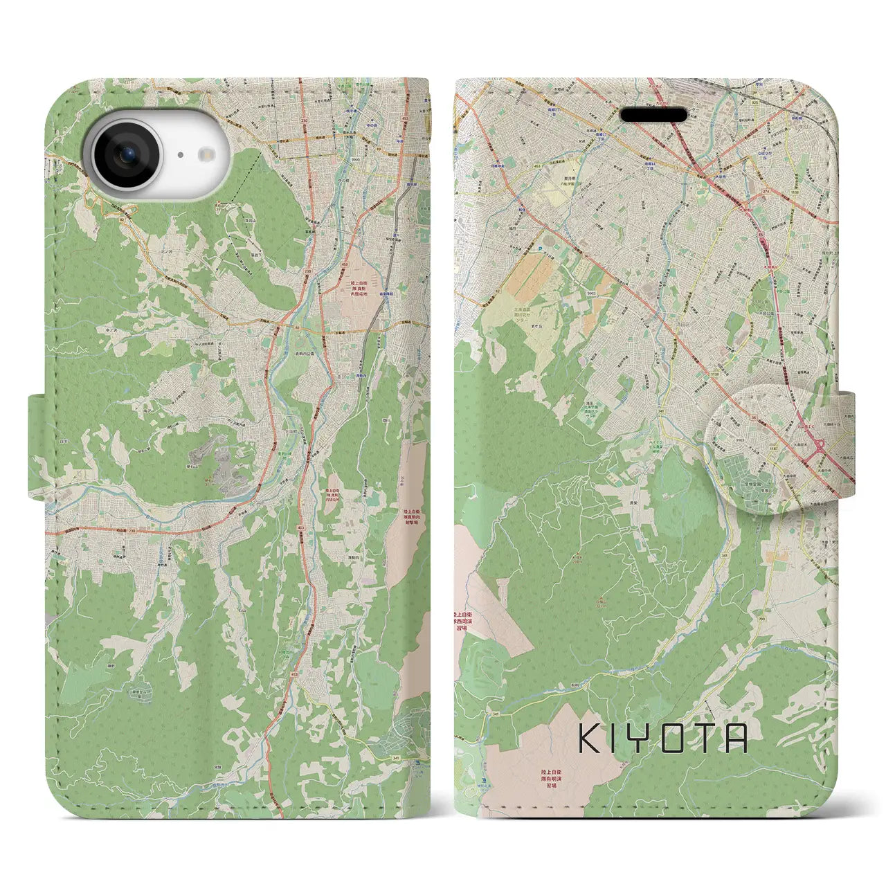 【清田(北海道)】地図柄iPhoneケース(手帳タイプ)