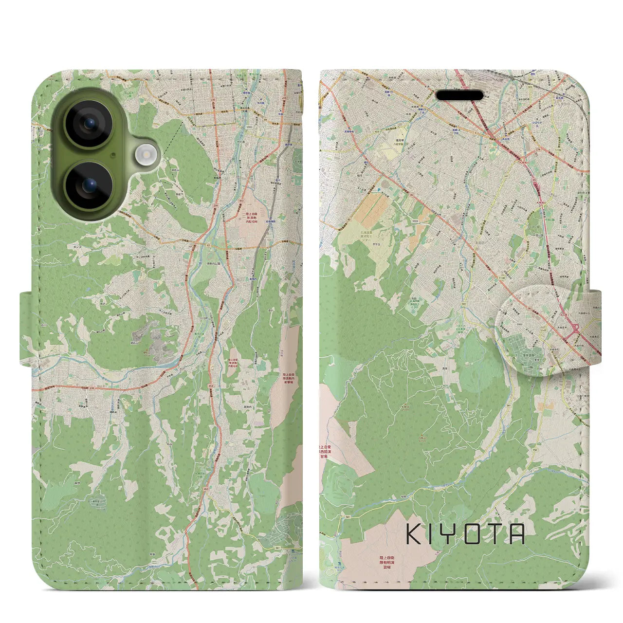【清田(北海道)】地図柄iPhoneケース(手帳タイプ)