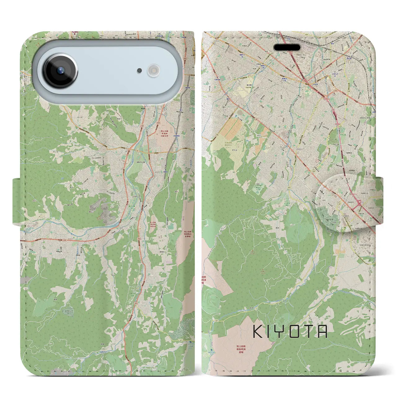 【清田(北海道)】地図柄iPhoneケース(手帳タイプ)モノトーン・iPhone 17 Pro Max 用