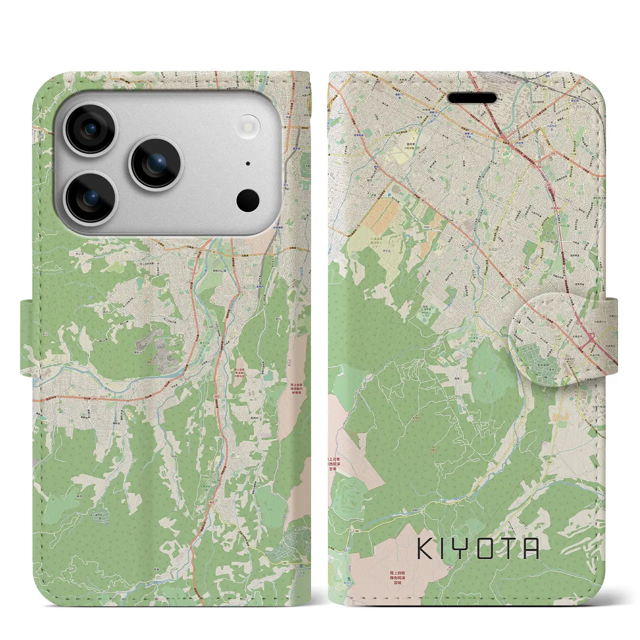 【清田(北海道)】地図柄iPhoneケース(手帳タイプ)