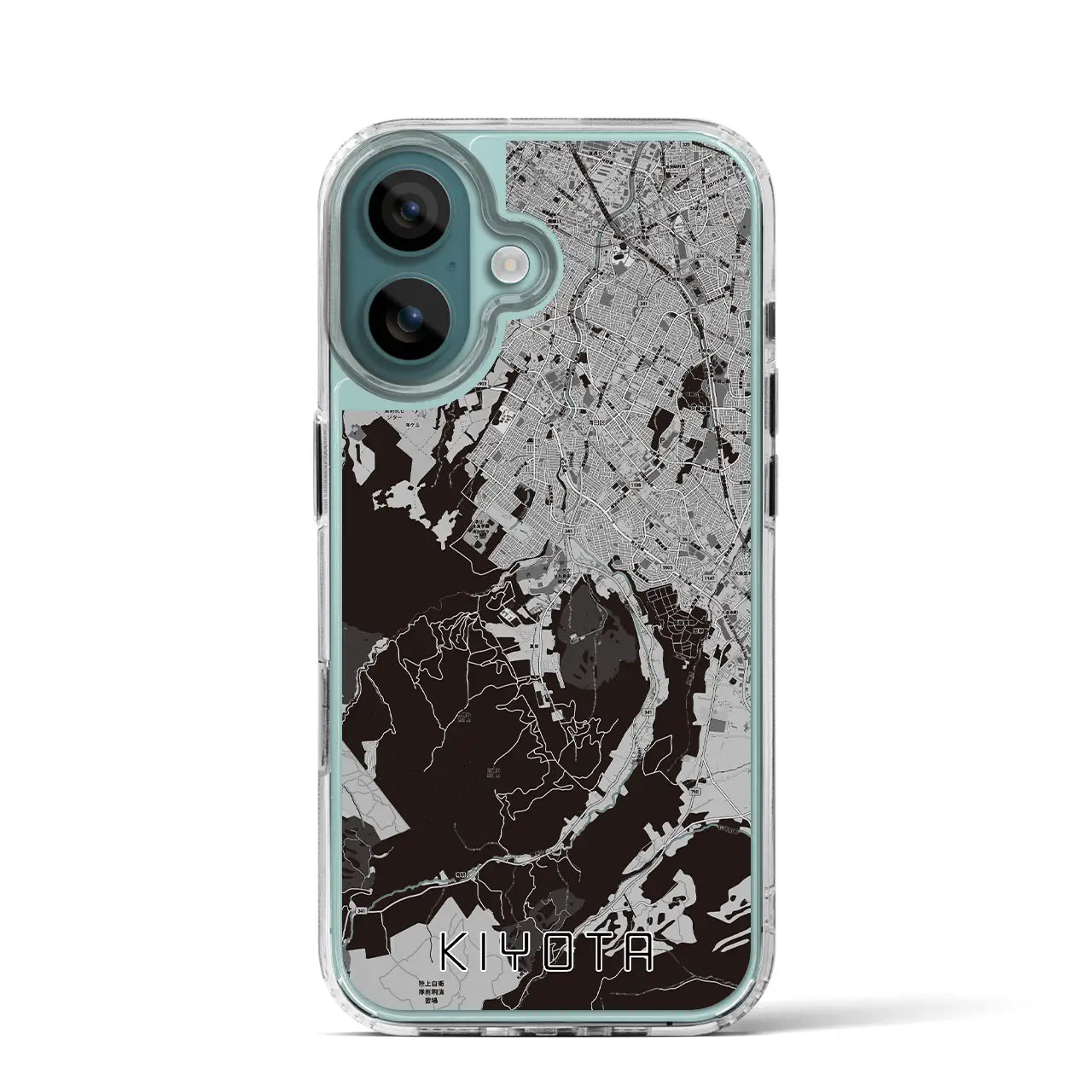 【清田(北海道)】地図柄iPhoneケース(MagSafeタイプ)モノトーン・iPhone 16 Pro 用
