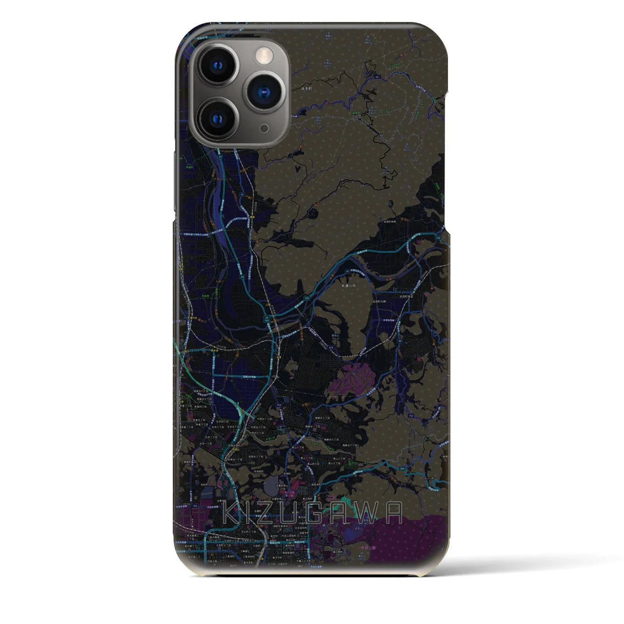 【木津川(京都府)】地図柄iPhoneケース(バックカバータイプ)