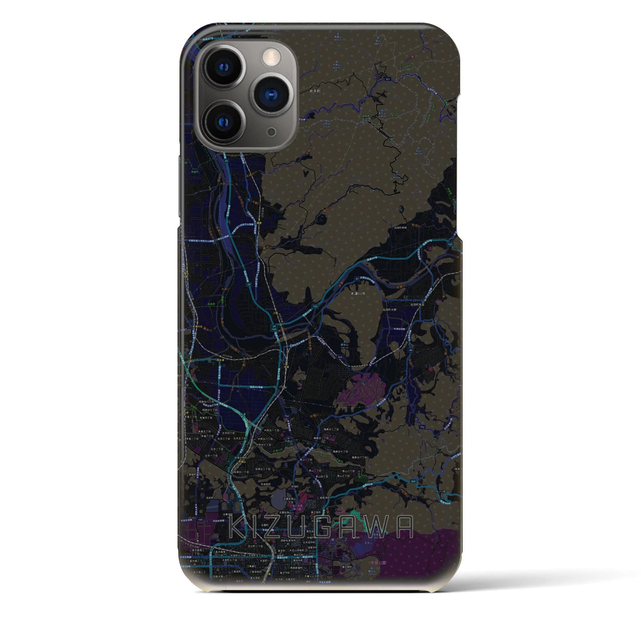 【木津川(京都府)】地図柄iPhoneケース(バックカバータイプ)