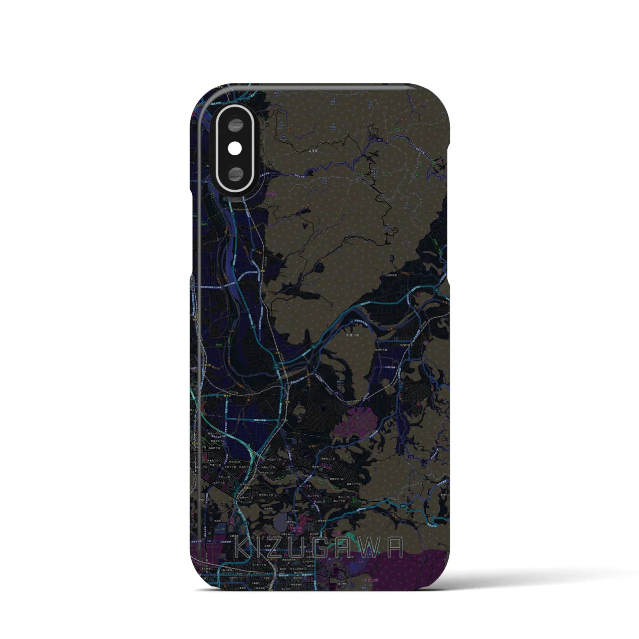 【木津川(京都府)】地図柄iPhoneケース(バックカバータイプ)