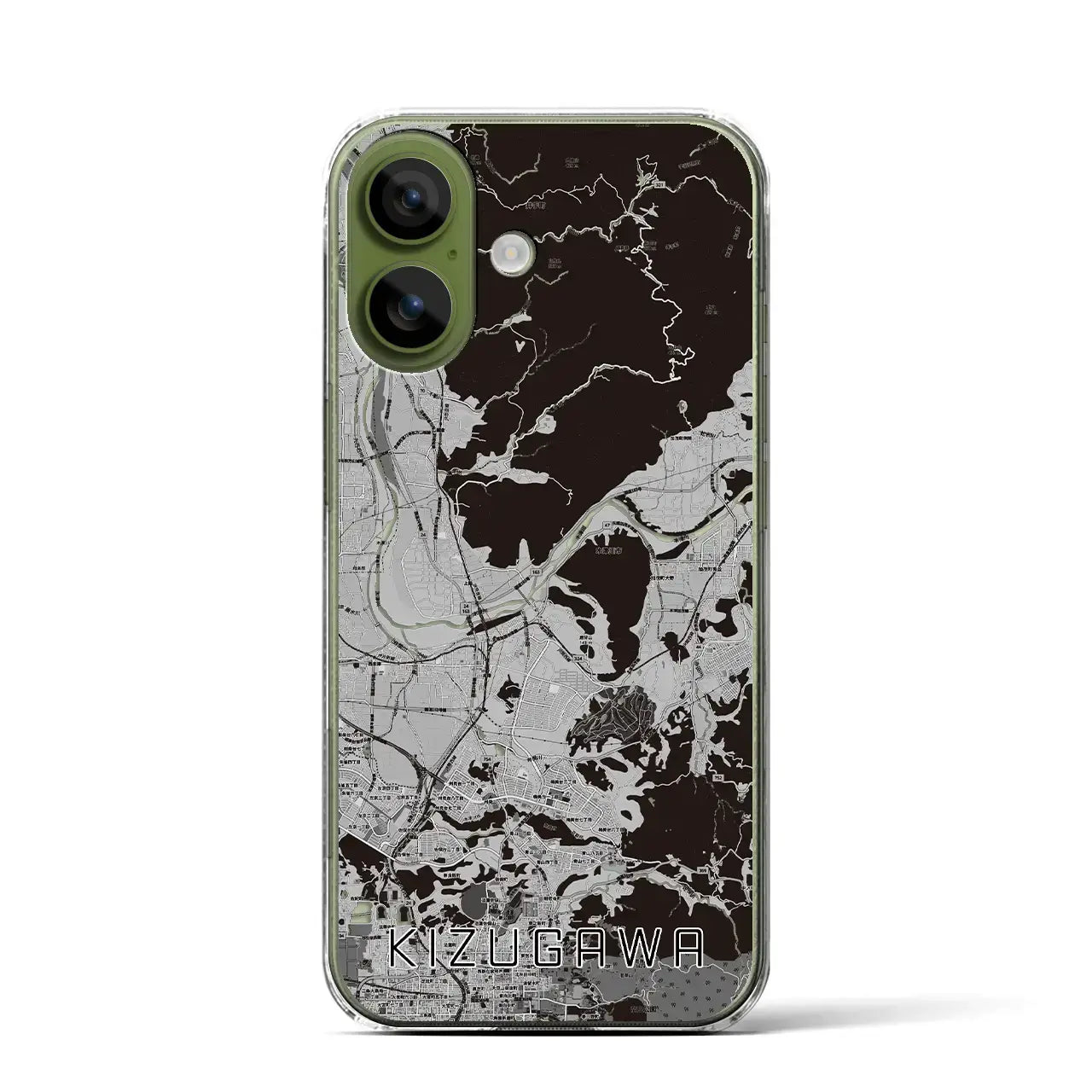 【木津川(京都府)】地図柄iPhoneケース(クリアタイプ)モノトーン・iPhone 17 Pro Max 用