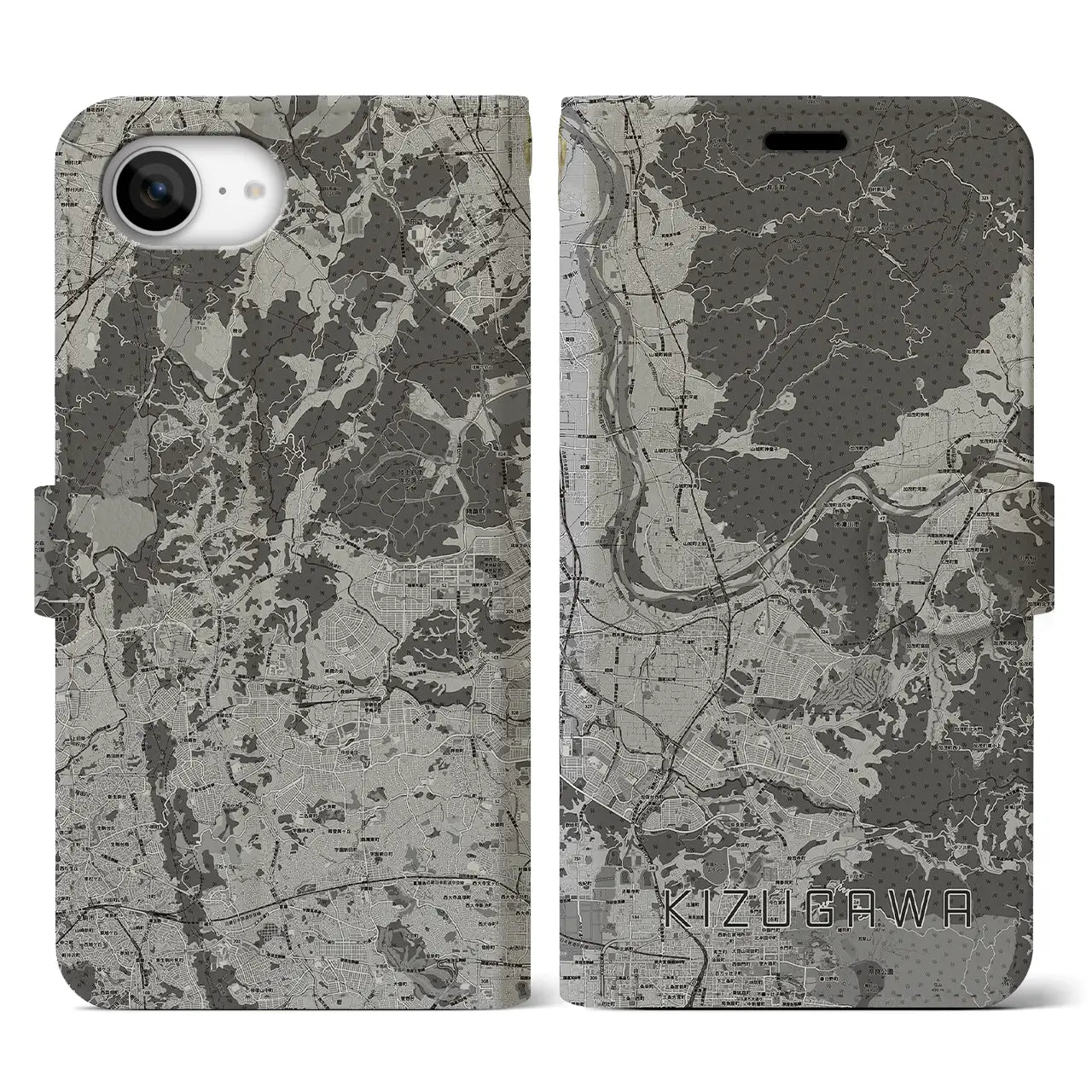 【木津川(京都府)】地図柄iPhoneケース(手帳タイプ)