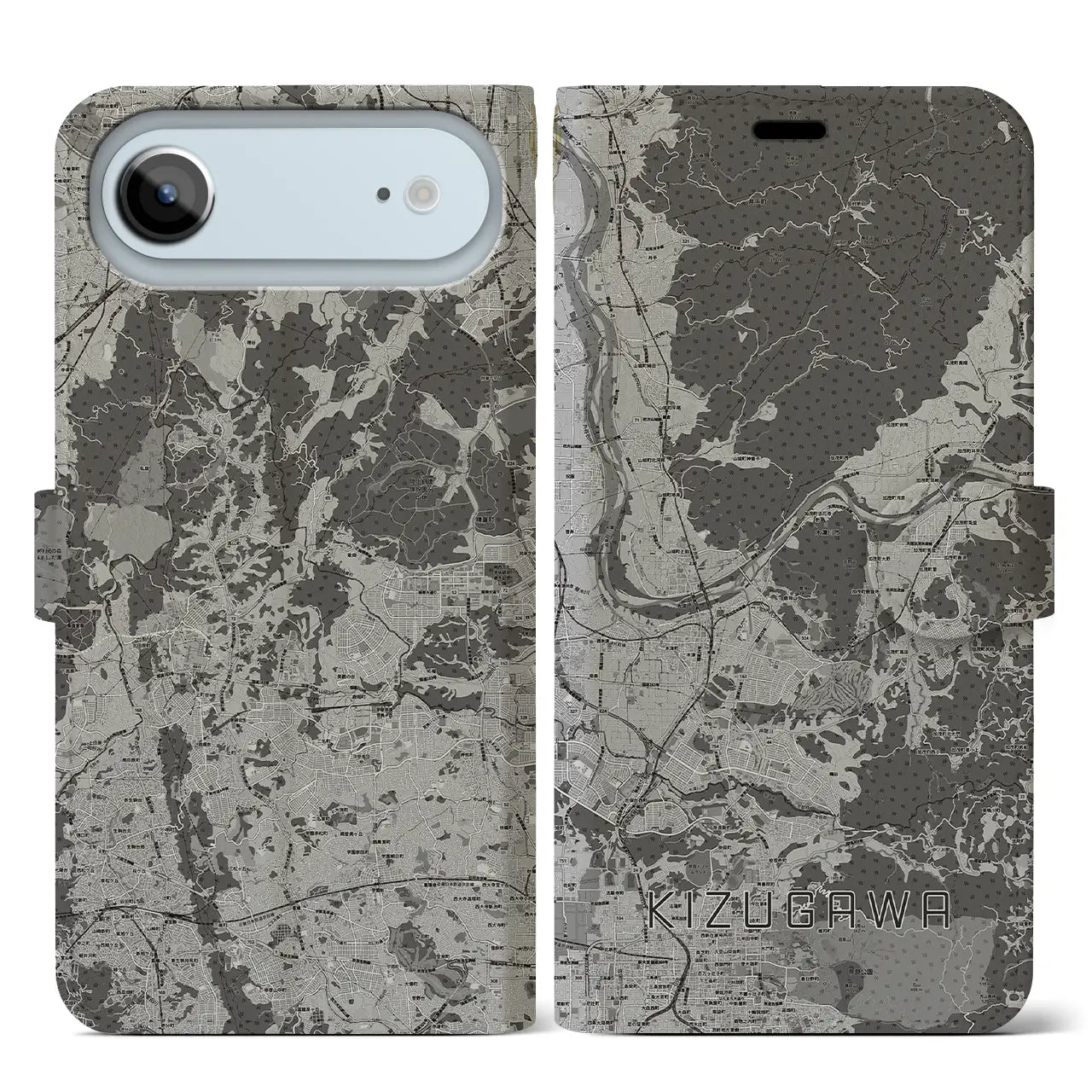 【木津川(京都府)】地図柄iPhoneケース(手帳タイプ)