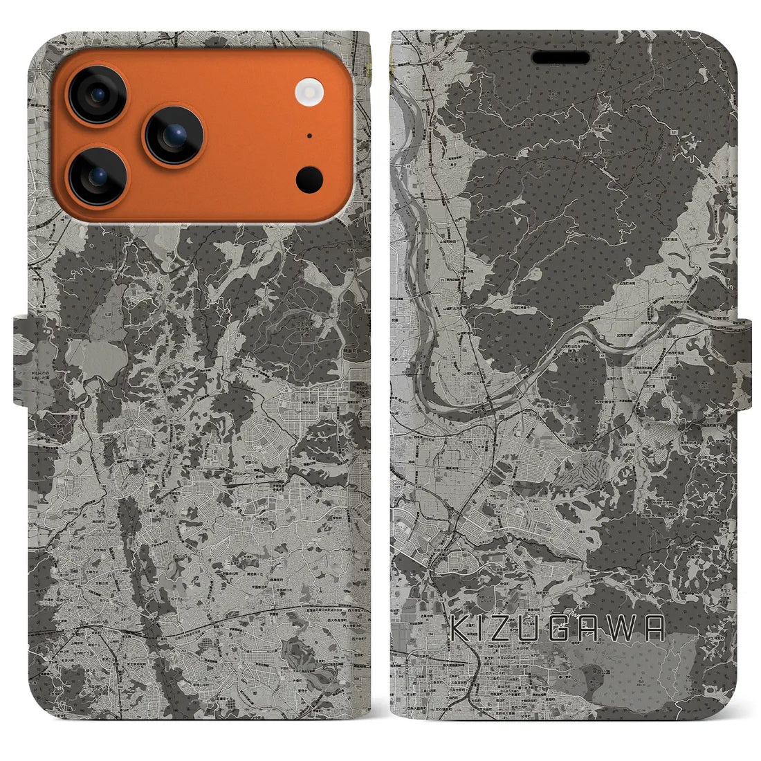 【木津川(京都府)】地図柄iPhoneケース(手帳タイプ)