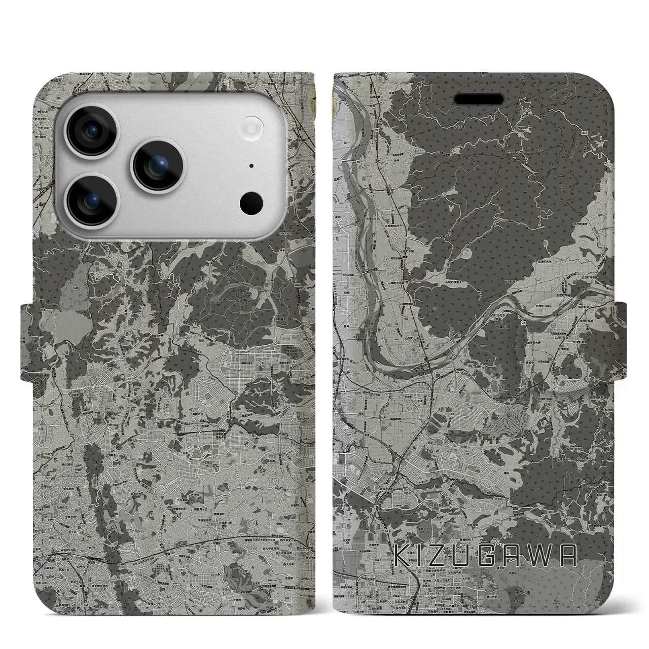 【木津川(京都府)】地図柄iPhoneケース(手帳タイプ)