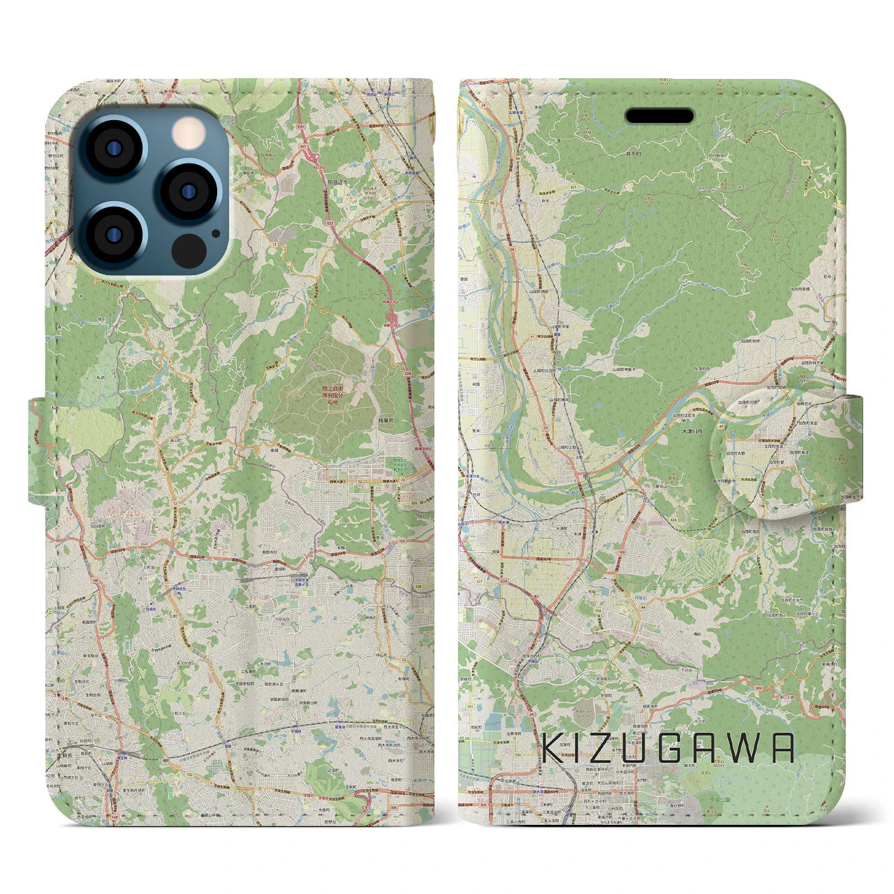 【木津川(京都府)】地図柄iPhoneケース(手帳タイプ)
