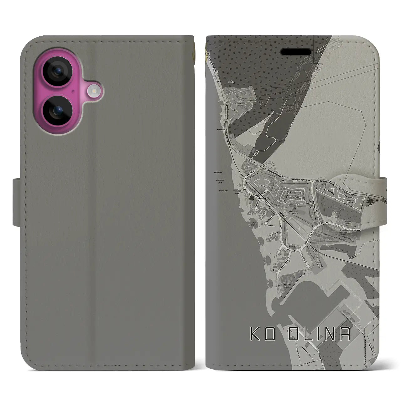 【コオリナ(アメリカ)】地図柄iPhoneケース(手帳タイプ)モノトーン・iPhone 16 Pro 用