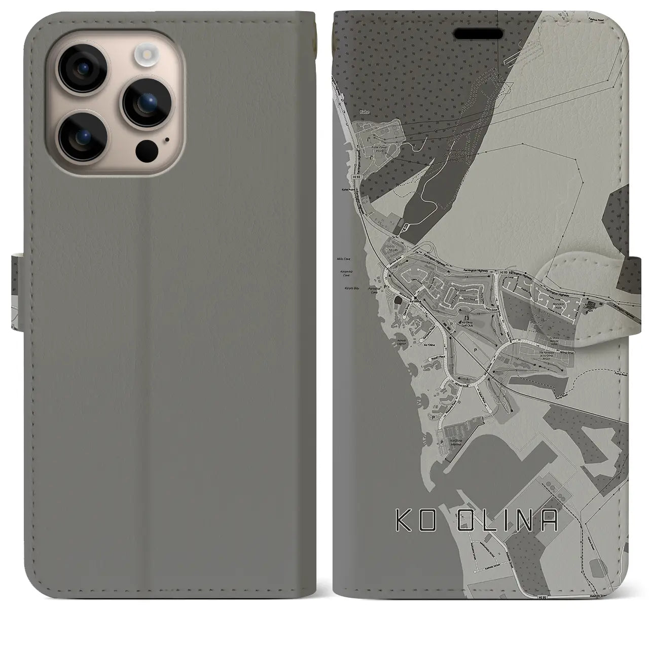 【コオリナ(アメリカ)】地図柄iPhoneケース(手帳タイプ)モノトーン・iPhone 16 Plus 用
