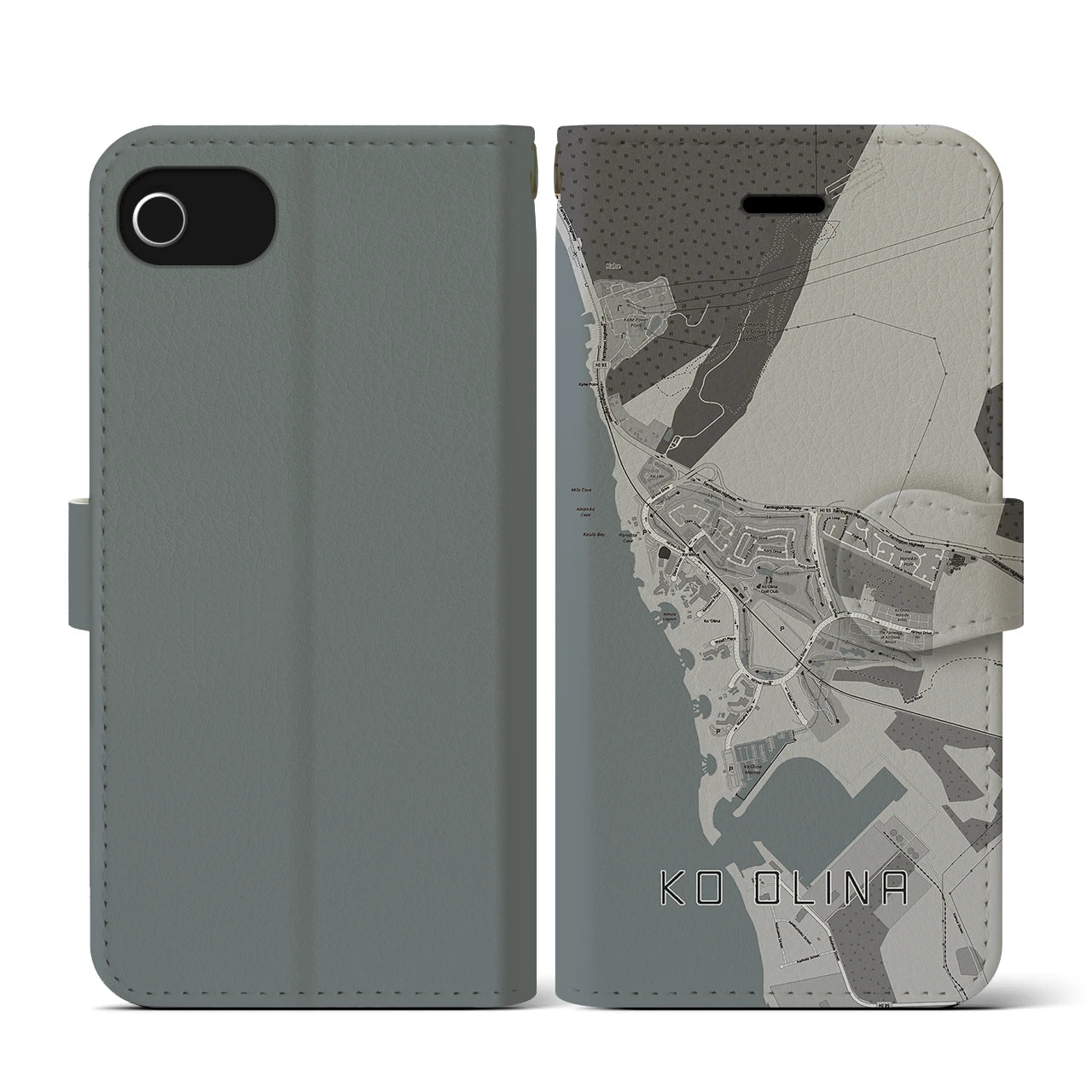 【コオリナ(アメリカ)】地図柄iPhoneケース(手帳タイプ)モノトーン・iPhone SE(第3 / 第2世代) / 8 / 7 / 6s / 6 用