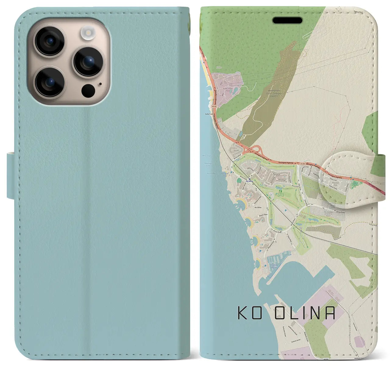 【コオリナ(アメリカ)】地図柄iPhoneケース(手帳タイプ)ナチュラル・iPhone 16 Plus 用