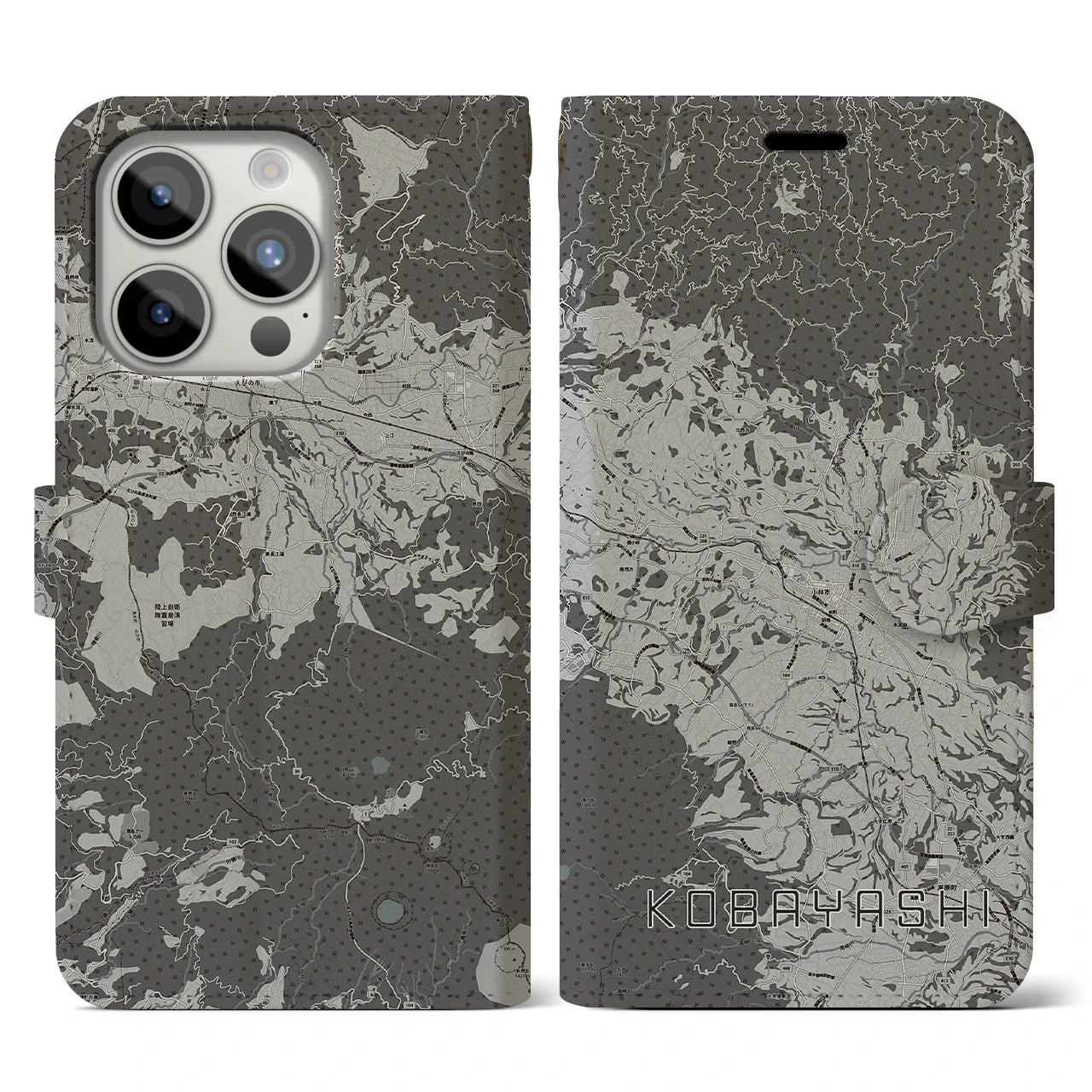 【小林(宮崎県)】地図柄iPhoneケース(手帳タイプ)