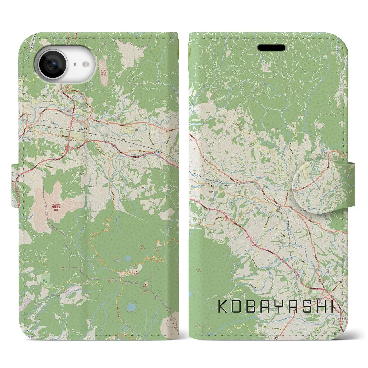 【小林(宮崎県)】地図柄iPhoneケース(手帳タイプ)