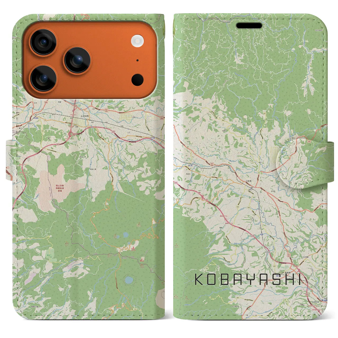 【小林(宮崎県)】地図柄iPhoneケース(手帳タイプ)