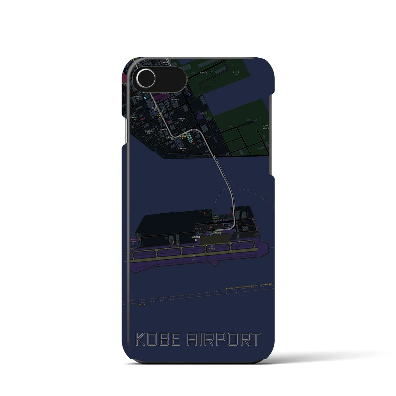 【神戸空港(兵庫県)】地図柄iPhoneケース(バックカバータイプ)