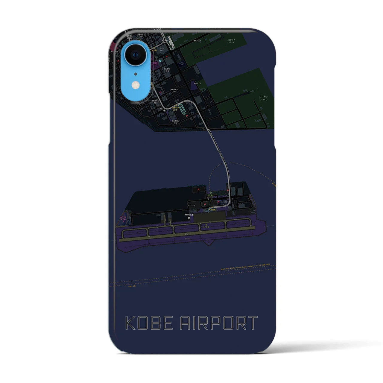 【神戸空港(兵庫県)】地図柄iPhoneケース(バックカバータイプ)