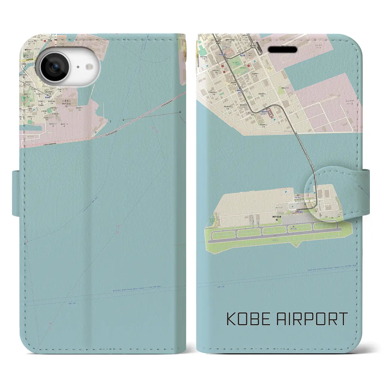 【神戸空港(兵庫県)】地図柄iPhoneケース(手帳タイプ)