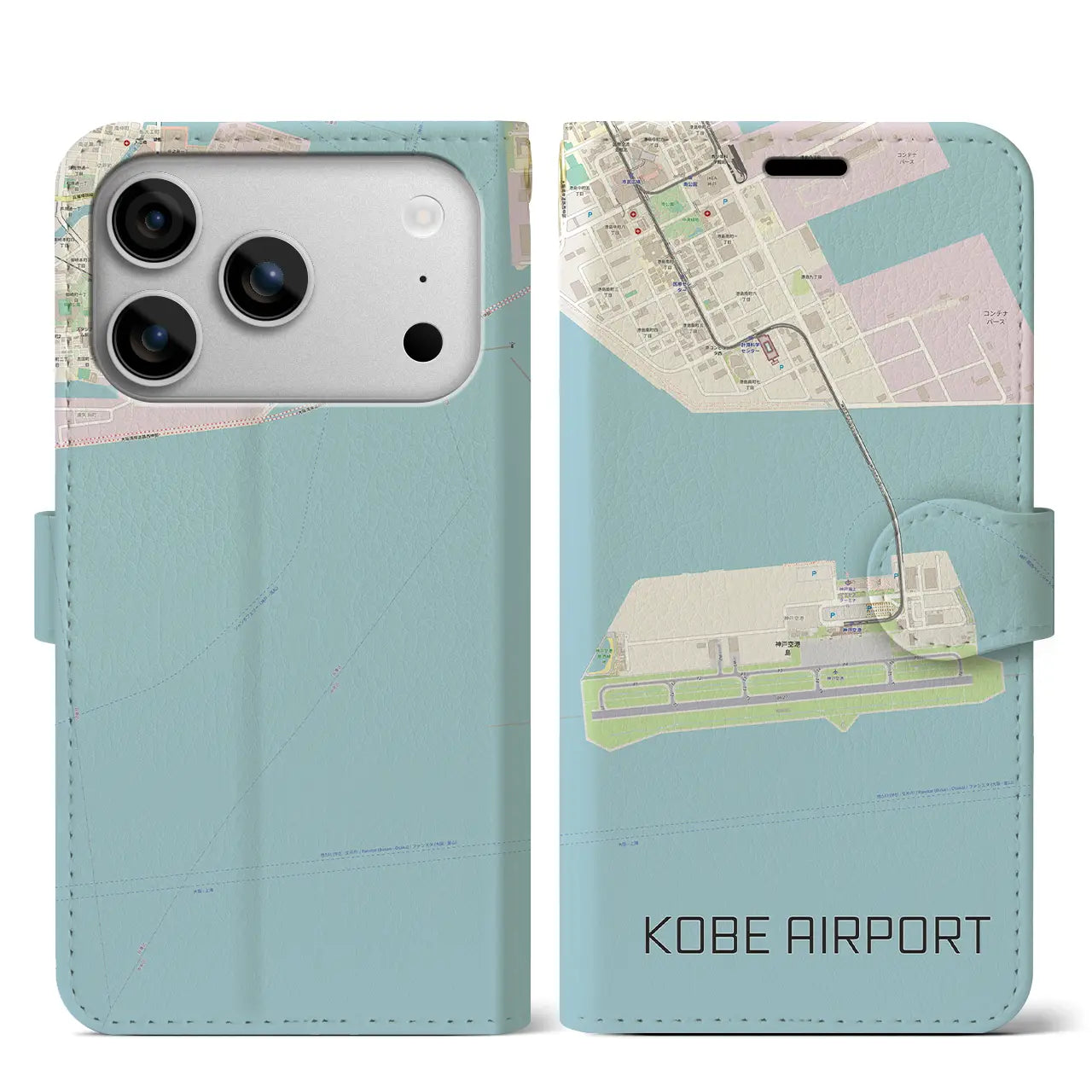 【神戸空港(兵庫県)】地図柄iPhoneケース(手帳タイプ)