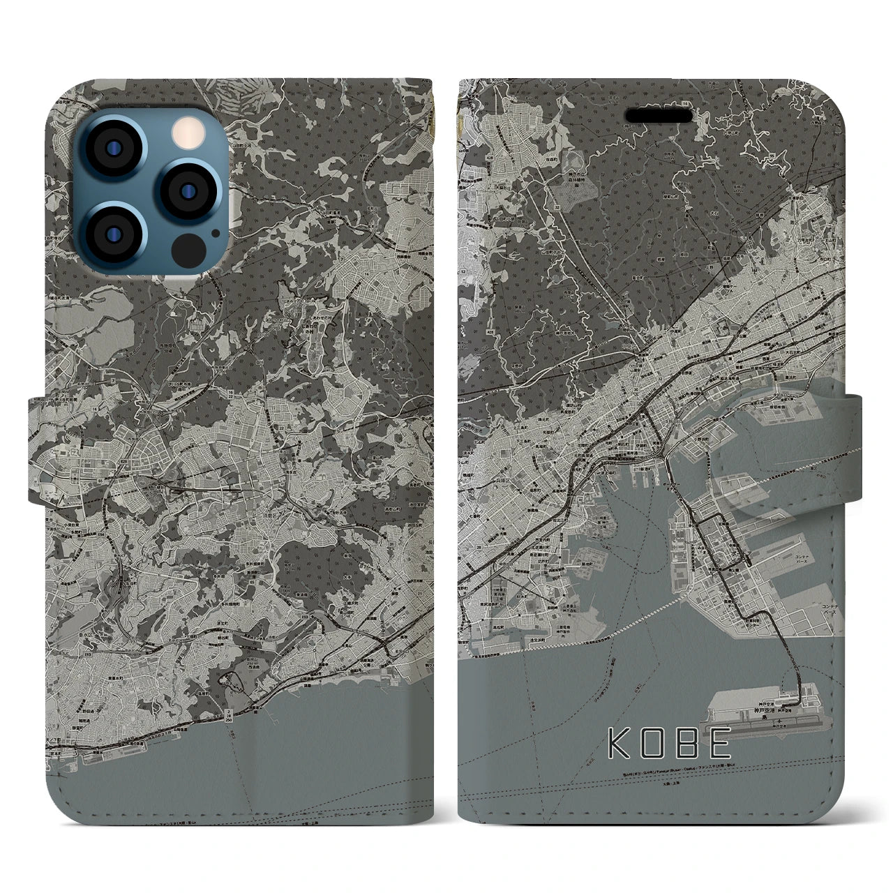 【神戸(兵庫県)】地図柄iPhoneケース(手帳タイプ)