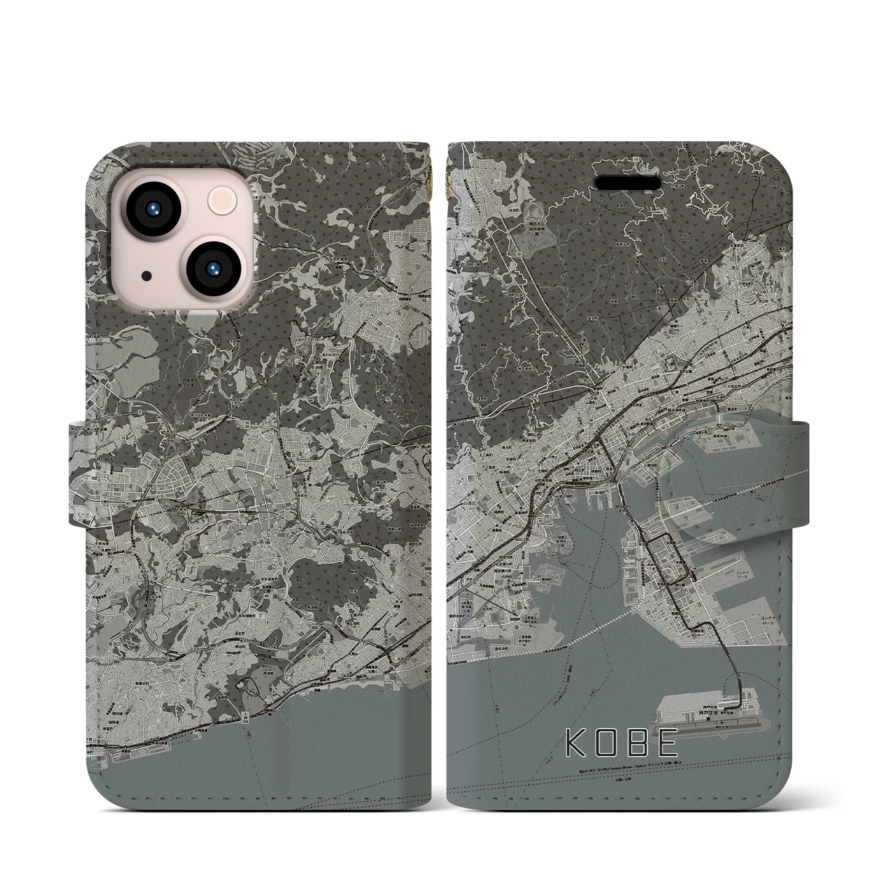 【神戸(兵庫県)】地図柄iPhoneケース(手帳タイプ)