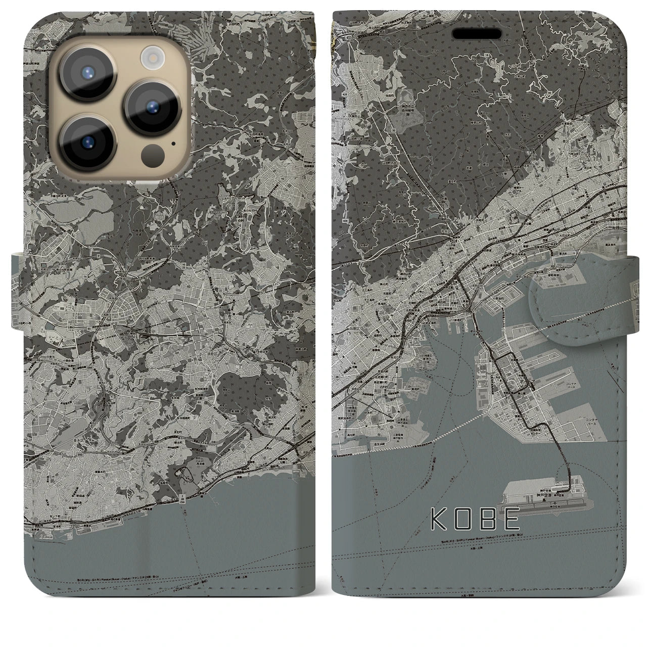 【神戸(兵庫県)】地図柄iPhoneケース(手帳タイプ)