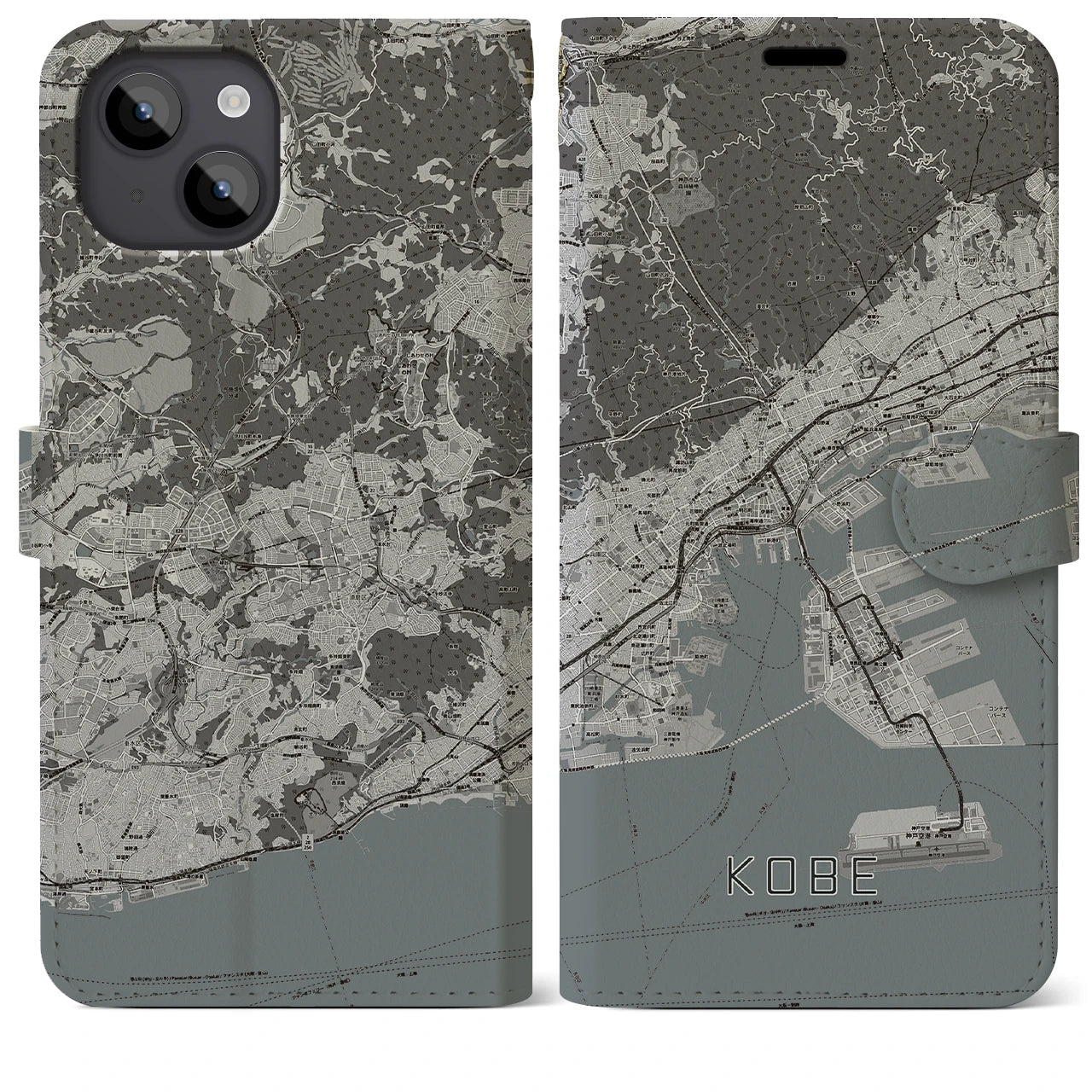 【神戸(兵庫県)】地図柄iPhoneケース(手帳タイプ)
